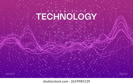 Ai pink tech abstract background with wavy lines, digital particles and cyber tech vibes, ideal for web banners and hi-tech concepts.