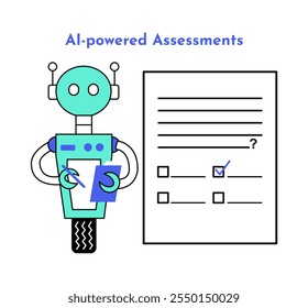 Ícone de Avaliação ativado por IA. Ícone Inteligência Artificial na Educação. Ilustração do ícone de e-learning. Educação e aprendizagem com IA.