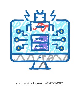 ai powered attacks doodle icon sketch vector. ai powered attacks sign. isolated symbol illustration