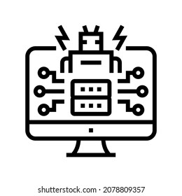 ai powered attacks line icon vector. ai powered attacks sign. isolated contour symbol black illustration