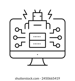 ai powered attacks line icon vector. ai powered attacks sign. isolated contour symbol black illustration