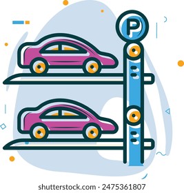 ai powered automated car park system concept, Real-time parking occupancy availability vector design, Artificial general intelligence symbol, Natural Language Processing sign, Machine and Deep Learn