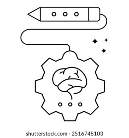 Diseño de iconos de creatividad potenciado por IA. Representando la creatividad de la IA. Creación de contenido. Innovación digital. Aprendizaje automático. Icono de Vector.