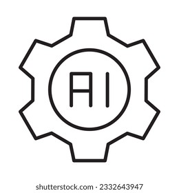 Ai powered gear icon. Gear vector icon from Artificial Intelligence collection. Outline style Gear icon.
