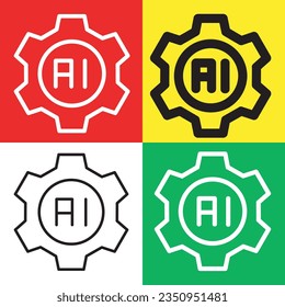 Ai powered gear icon. Gear vector icon from Artificial Intelligence collection. Outline style Gear icon.
