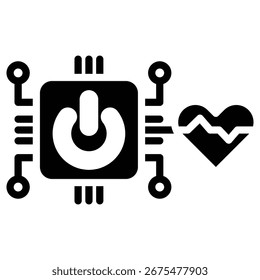 ai powered heart web icon in bold style