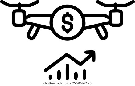 AI powered micro investment drone concept as Macro view of a tiny drone analyzing market data and making micro investments. Camera follows the drone as it processes information in real time. Scene sho