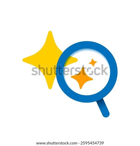 AI Powered Search Concept Flat Illustration. Magnifying Glass with Sparkle. Smart and Efficient Search Technology. Perfect for Artificial intelligence, Data Analysis, and Digital Innovation Themes