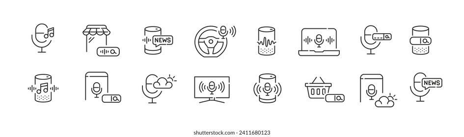 AI powered smart assistant. Weather forecast, playing music, shopping and internet search. Pixel perfect, editable stroke icon