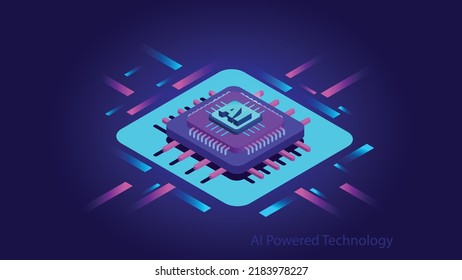 AI powered technology isometric vector illustration design