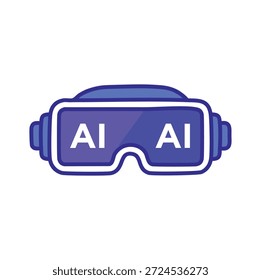 Mit KI betriebene Virtual Reality Brillen, Vektorgrafik für immersive Technologie und Innovation. Virtual Reality Brille mit AI Technologie Vektor Illustration für Innovation und Metaverse Design.