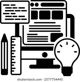 ai powered Website builder vector icon design, Web hosting service Symbol, Computing machines Sign, Internet Application Management stock illustration, webpage designing concept