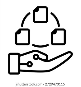 AI-betriebenes Workflow-Management-Symbol - Schwarze Umrisssymbole Stil für künstliche Intelligenz und KI-Technologie