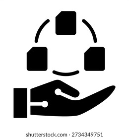 Ai Powered Workflow Management Icon - Solid Black Glyph Icons For Artificial Intelligence and AI Technology