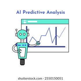 Ícone Análise de previsão AI. Ícone Inteligência Artificial na Educação. Ilustração do ícone de e-learning. Educação e aprendizagem com IA.