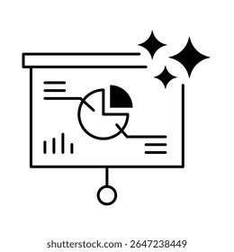 AI Presentation Maker Vector icon. Automated Slide Creation, Digital Presentations, Smart Content Design, Presentation Automation, AI-Powered Presentation Tools. Outline style.