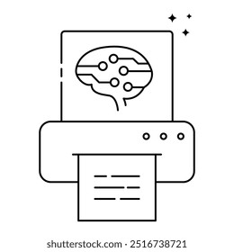 AI Printing System Icon Design. Representing AI Printing. Smart Printer. Document Automation. Machine Learning. Vector icon.