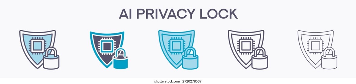 Elemento De Bloqueo De Privacidad Ai Para Diseño Gráfico - Estilos Múltiples. Ilustración vectorial De Dos Colores Y Negro. Los Diseños Múltiples De Los Iconos Se Pueden Utilizar Para El Móvil, Ui, Web