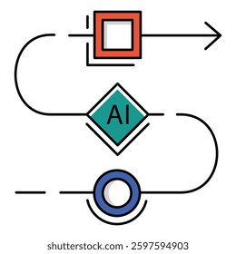 AI Process Optimization Workflow Vector Icon Design AI automation, machine learning, business