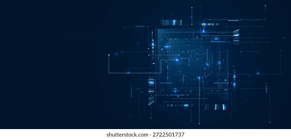 KI-Verarbeitung mit abstraktem futuristischem Leiterplattenhintergrund