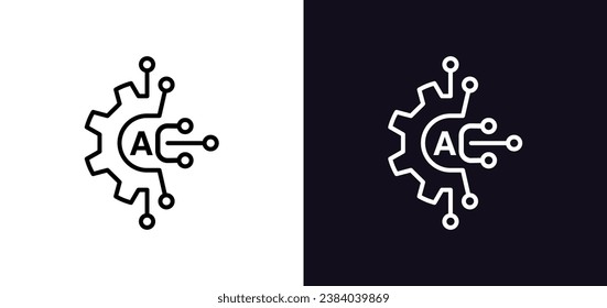 AI processor Artificial intelligence setting icon vector symbol for graphic design, logo, web site, social media. vector illustration concept