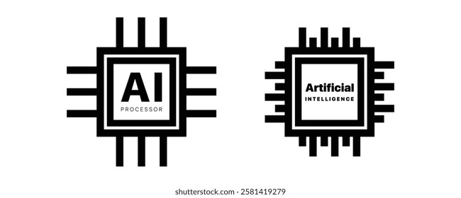 AI processor Artificial intelligence setting icon vector symbol for graphic design, logo, web site, social media. vector illustration concept