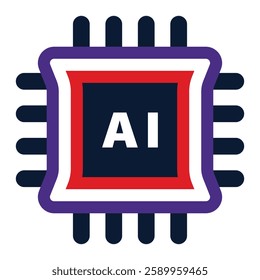 AI processor Artificial intelligence setting icon vector symbol for graphic design, logo, web site, social media. vector illustration concept