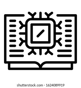 Ai processor book icon. Outline ai processor book vector icon for web design isolated on white background