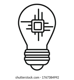 Ai processor bulb icon. Outline ai processor bulb vector icon for web design isolated on white background