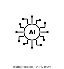 AI processor chip. Artificial intelligence. AI symbol or sign for graphic design, logo, web site, social media. vector icon. ChatGPT and other bots