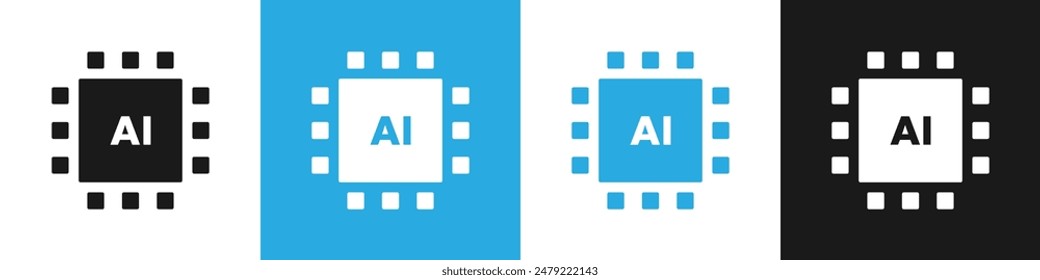 Chip de procesador AI. Inteligencia artificial. Vector de símbolo de Diseño gráfico, logotipo, Sitio web, medios sociales. Icono o signo de IA. Icono Vector