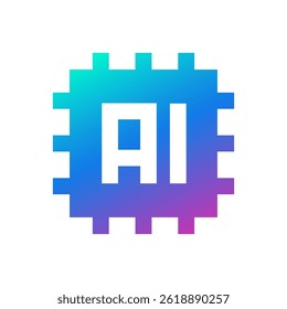 chip processador AI, tecnologia de inteligência artificial logotipo de design gráfico, ilustração de vetor