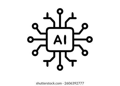 AI processor chip with electronic connections representing artificial intelligence technology, futuristic concepts for digital systems