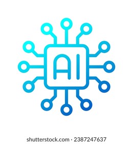 Icono de chip de procesador AI, logotipo de diseño gráfico de tecnología de inteligencia artificial, ilustración vectorial