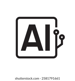 AI processor chip icon, Artificial intelligence technology graphic design logo, Vector illustration
