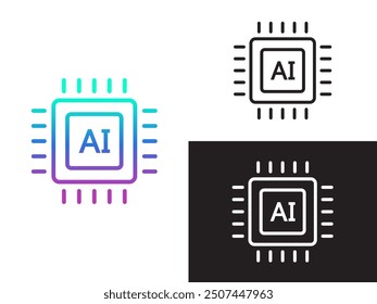 AI processor chip icon. Generate symbol. Artificial intelligence and Machine learning technology concept. Icon element for app and web. Vector illustration.