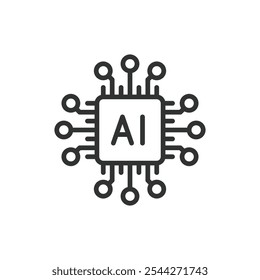 AI-Prozessor-Chip, Icon im Line-Design. AI, Prozessor, Chip, Technologie, Mikrochip, Schaltung, Hardware auf weißem Hintergrund, Vektor. Symbol für bearbeitbaren AI-Prozessorchip-Strich