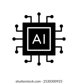 AI processor chip on transparent background