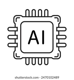 AI processor chip ,This processor chip would be perfect for a tech-focused graphic design project or a logo representing artificial intelligence.