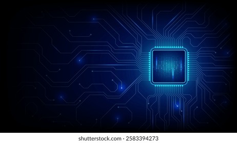 AI Processor with Futuristic Circuit Board Background