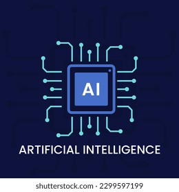 AI processor icon logo, Chip Artificial Intelligence icon vector illustrations, Modern CPU illustration. Central Computer Processors. Futuristic microchip processor