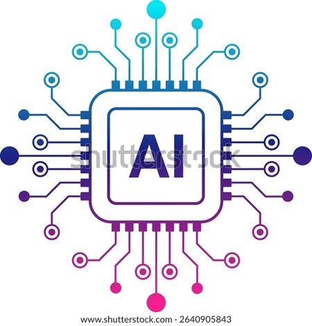 Ai processor icon. Microchip, CPU, Motherboard and artificial intelligence concept