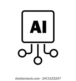 Icono de procesador AI. Minisímbolo del procesador AI. Ilustración vectorial. EPS 10.