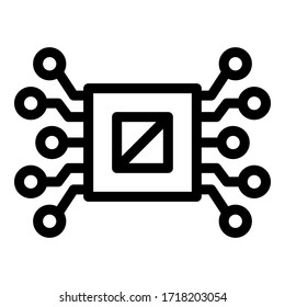 Ai processor icon. Outline ai processor vector icon for web design isolated on white background