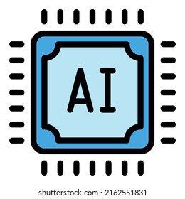 Ai processor icon outline vector. Artificial brain. Machine digital