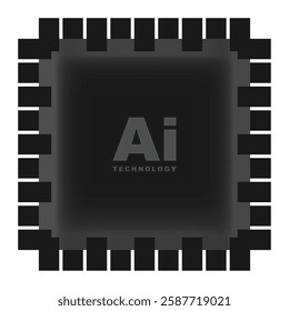 Ai Processor. Set of Ai icon vector. Artificial intelligence Ai Chip Information concept. Vector Illustration.