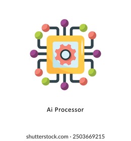 Vector del procesador de Ai Icono plano Ilustración de diseño Símbolo sobre fondo blanco EPS 10 Archivo