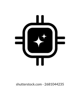 Ícone de vetor do processador AI. Design de silhueta de chip de inteligência artificial para negócios e tecnologia. Ilustração de vetor de ícone de microchip