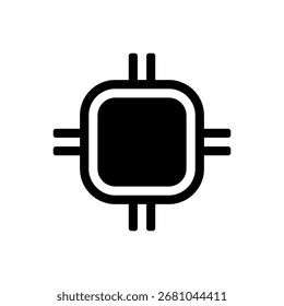 AI processor vector icon. Artificial intelligence chip silhouette design for bussiness and technology. Microchip icon vector illustration