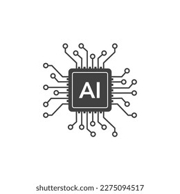 Icono vectorial del procesador AI. AI de chipset para diseño plano de equipo o smartphone. Ilustración vectorial.